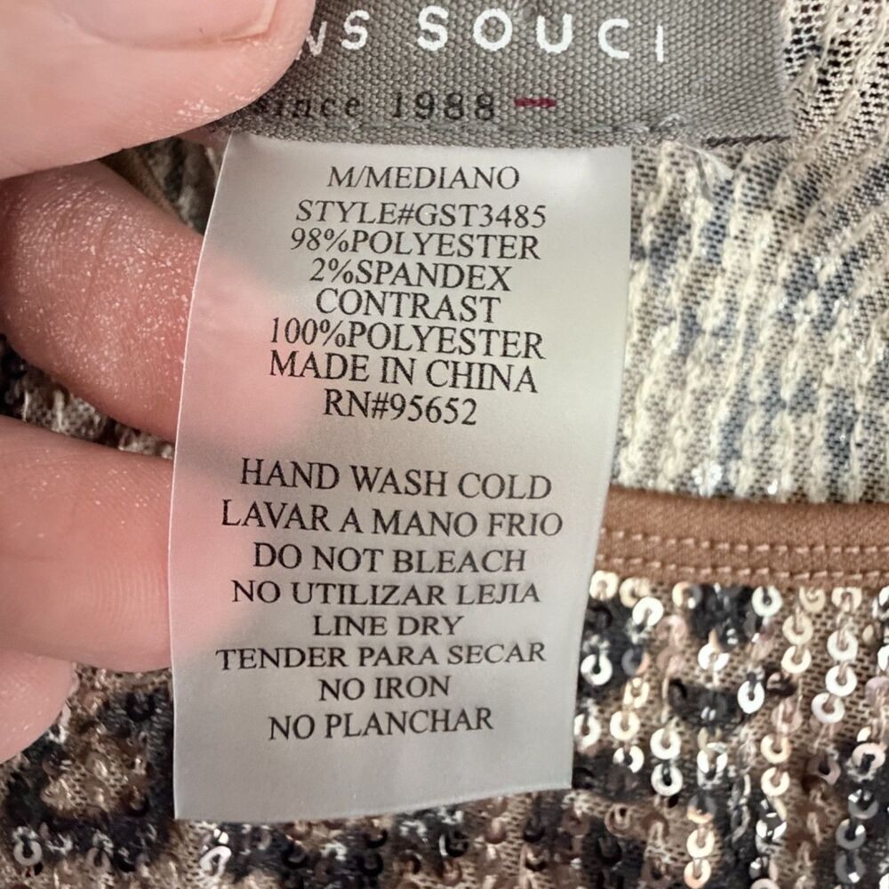 sans souci sequin medium leopard top y2k party mob wife beige, brown women's top - Picture 5 of 9
